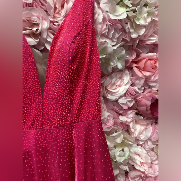 Amarra 87309 Size 0 and size 8 Bright Fuchsia A Line V Neck Dress NWT - Picture 4 of 8
